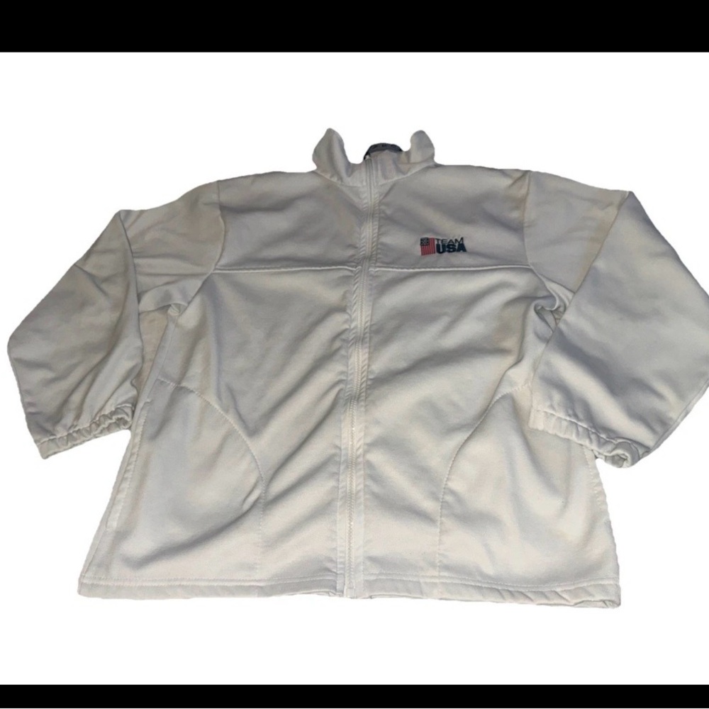 Team USA Olympics Light Weight Zip Up FLEECE Jacket, White, size Medium